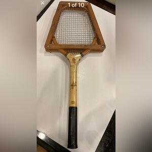 ANTIQUE WILSON ELLSWORTH VINES ALL AMERICAN WOOD TENNIS RACQUET